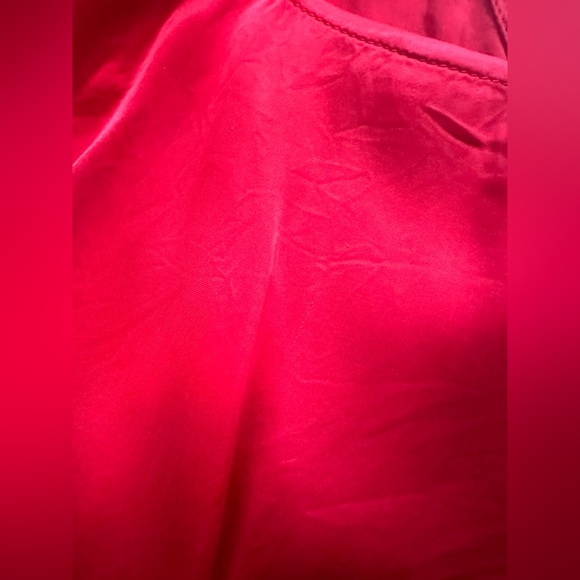 7 for all mankind cross panel, silk, peplum waist, tank top-red - Picture 4 of 4